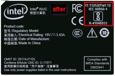 Board, and Intel NUC 7 SKUs listed in the products affected table below will have the following changes. 1.