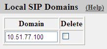 2) Under Local SIP Domains, press Add new rows 3) Under Domain, enter the LAN IP Address (eth0) of the Ingate.