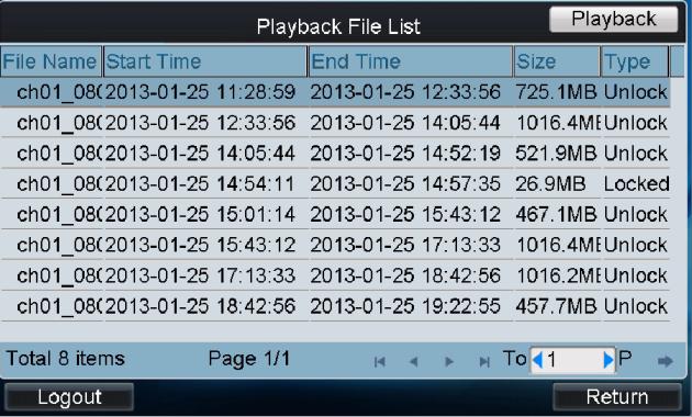 Select the Record Type and File Type. 7. Set the start time and end time of the video files for playback. 8.