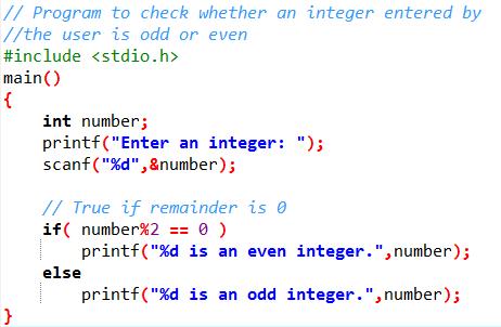 C if else statement When user enters 7, the test expression ( number%2 == 0 ) is evaluated to false.
