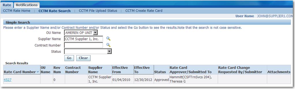 30 CCTM Supplier Training 1 2 4 3 This rate card will be effective for the dates shown and expires on 12/30/2012. You will need to create a new rate card for the time period beginning 12/31/2012.