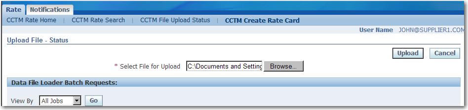 42 CCTM Supplier Training 5 6 Figure 3-12 5. Click Browse as shown in 5 above. A choose file window opens.