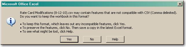 60 CCTM Supplier Training 2 Save the file in csv format 4 3 5 Figure 4-7 11. Complete the following fields: 1. Select a Save in folder as shown in 2above. 2. In the Save as type drop-down list, select CSV (Comma delimited) (*.
