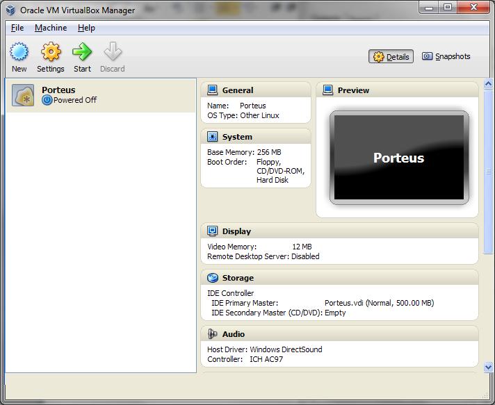 Lesson 2: Networking Components and Standards 2-31 Figure 2-11: Porteus virtual machine in VirtualBox Manager The virtual machine is created empty with no operating system installed.