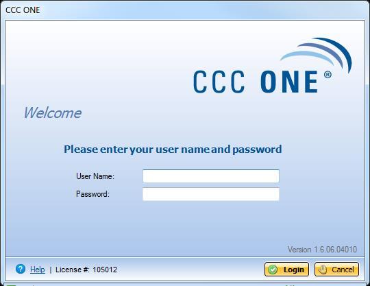 Log into CCC ONE Logging into CCC ONE 1. Open CCC ONE by double-clicking the icon on your Microsoft Windows desktop.
