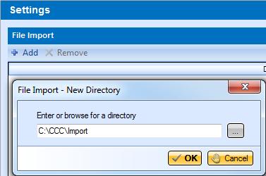 Set up EMS Import and Export, Continued EMS export preferences, export and import settings, continued 5. Click on File Import, then click Add. 6.