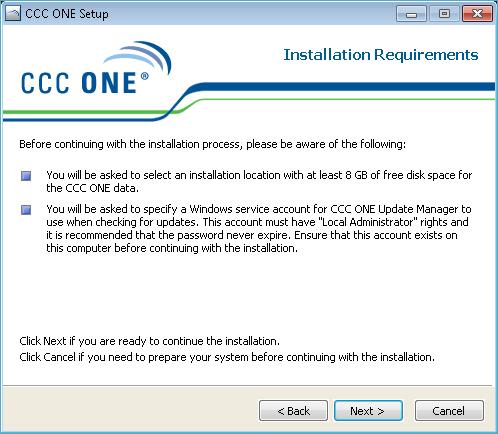 Launch the CCC ONE Install Wizard, Continued Launching the CCC ONE Install Wizard, continued 3.