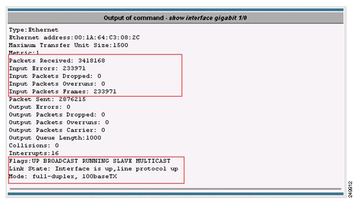 Monitoring WAAS Device Health Chapter 1 Figure 1-30 Command Output: show interface gig I10 A speed and
