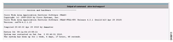 show tech-support Command Output The show tech-support command output displays key outputs for various