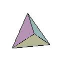 He is describing a tetrahedron, in which three equilateral triangles meet at