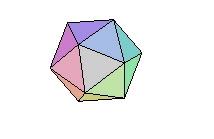 Five triangular faces meet at a vertex, giving an