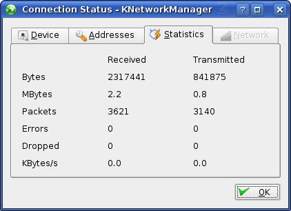 Appendix C Setting Up Your Computer s IP Address When the Connection Status - KNetwork Manager window opens, click the Statistics