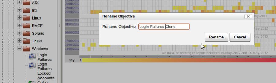 Renaming From the pop-up menu that appears when you click your right-mouse-button, the 'Rename' option will provide you with the opportunity to change the name of an objective, or a container.