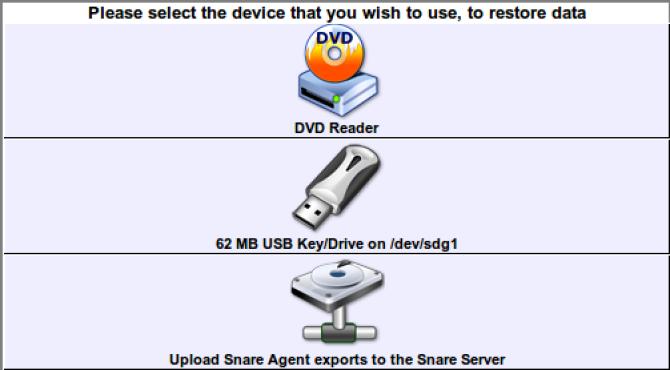 can be uploaded to the Snare Server from this interface, by selecting the 'Upload Snare Agent exports' button.