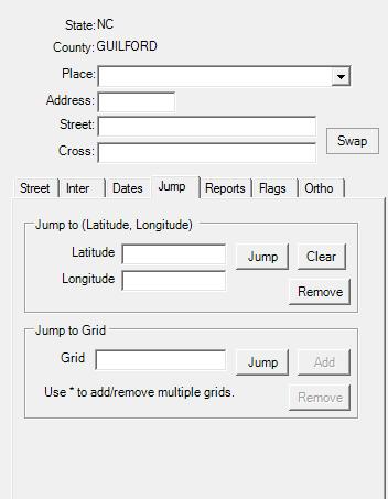 Grid Selec on Editor Toolbar Jump To Tab This tab allows you to enter la tude and longitude coordinates and click the Jump To bu on to go to those specific coordinates which will be indicated by a