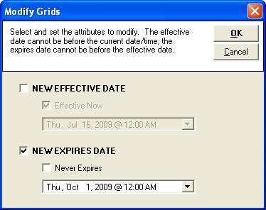 Grid Selec on Editor Toolbar Managing Grid A ributes Select the line that contains the grids that you wish to change or modify the date for and then click on the Modify bu on.