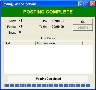 Pos ng Grids If you clicked on Accept the following box will appear: The Pos ng Grid Selec ons window