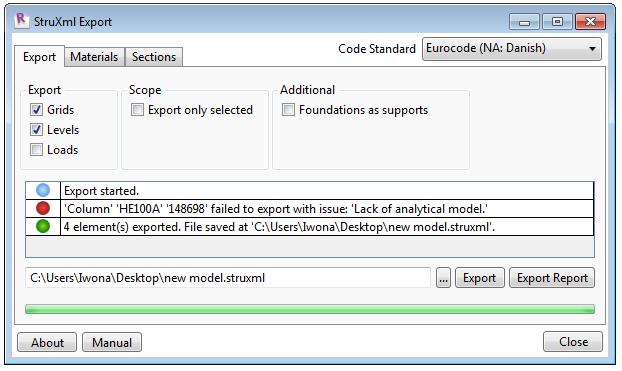 Explanation: This error will appear after an attempt to export a Revit model that includes an element that do not have analytical model enabled.