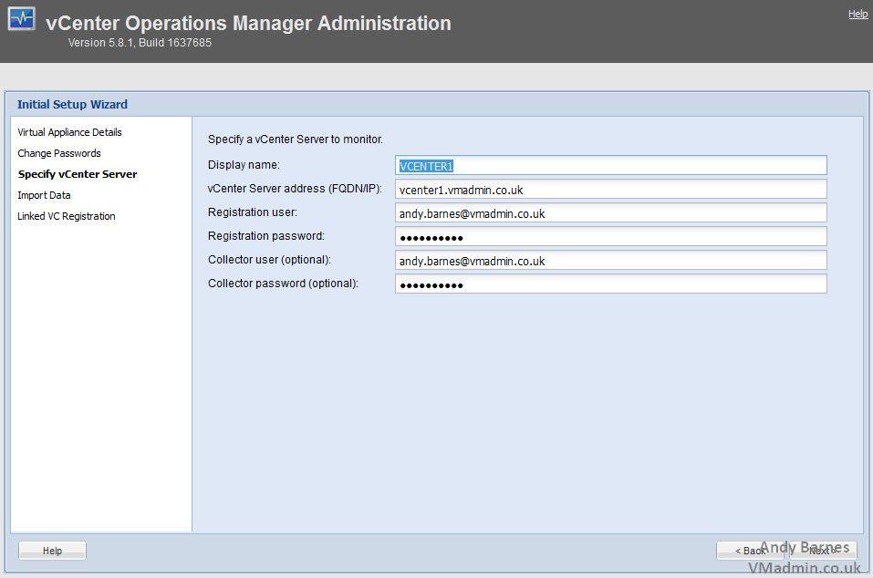 7. Register a vcenter Server to monitor.