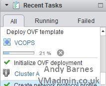 18. Monitor the OVF deployment task 19. Power on the vapp.