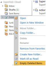 usage and quota. 10.2 Empty Your Deleted Items Folder When you delete items they are moved to the deleted items folder.