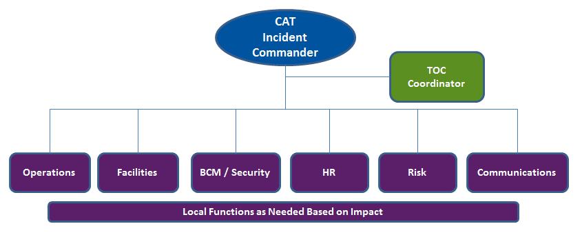 Local Crisis Assessment Team (CAT) The CAT assesses potential crisis events and determines whether the business impact is such that it can be dealt with locally by the local Crisis Response Team
