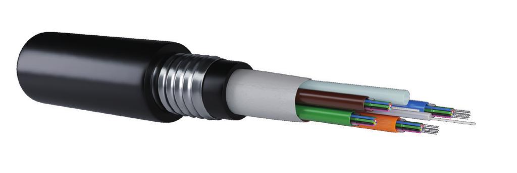 CATALOG / CABLE LOOSE TUBE CABLE DOUBLE MULTITUBE CABLE WITH CORRUGATED STEEL Filler; Water-blocking Yarn; Loose Tube; Colored Coating Fiber; Filling Gel; Central Strenght Member; Waterproof Tape;