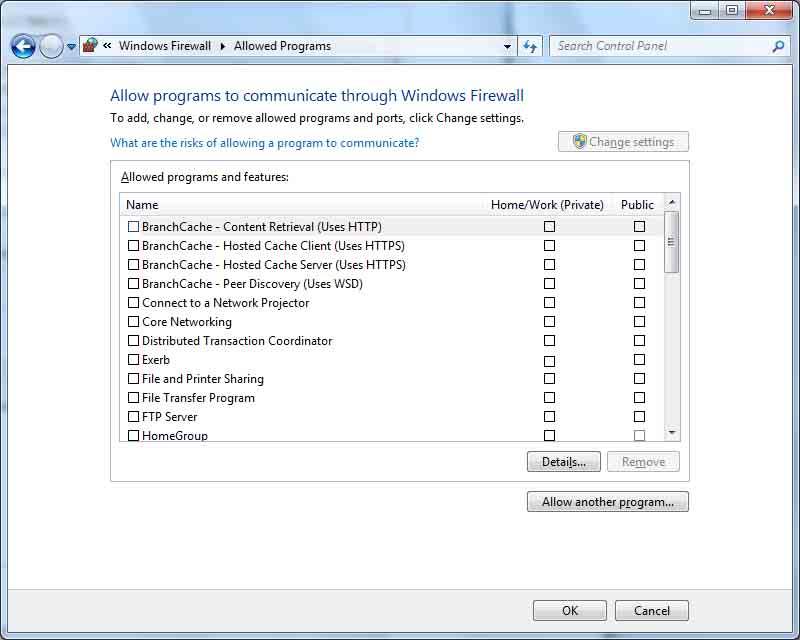 4 Select Allow another program. 3 Select Turn Windows Firewall on or off.