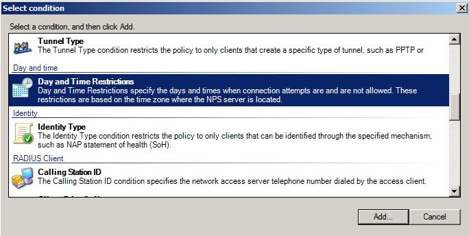 Server 7. Under Type of network access server select Unspecified. 8. Click Next 9.