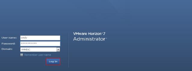 13. Log in to the Horizon Administrator console.