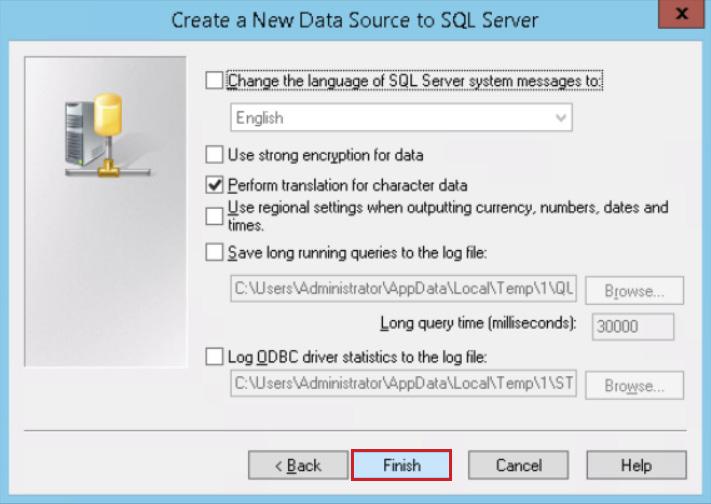 11. Accept the defaults, and click Finish. Figure A5-10: Finish Creating a New Data Source 12.