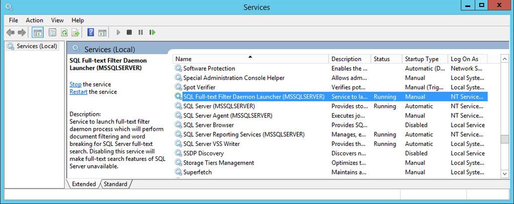 During Microsoft SQL Server installation, in the Feature Selection page of the Microsoft SQL Server setup wizard, check Full-Text and Semantic Extractions for Search. 2.