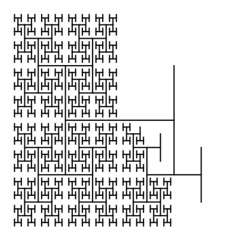 Animated H-tree. Pause for 1 second after drawing each H.