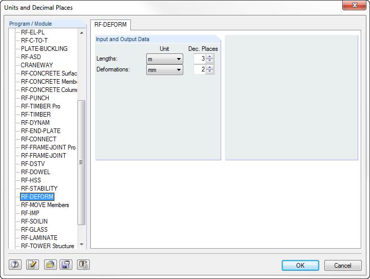 6 General Functions 6.2 Units and Decimal Places The units and decimal places for RFEM and all add-on modules are managed in one global dialog box.