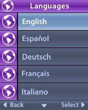 Languages The RC allows you to configure your system to display one the following: Text