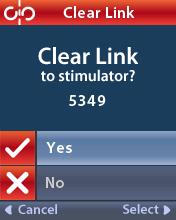 Accessing the Clinician Menu Clear Link If the RC is linked to a Stimulator, the