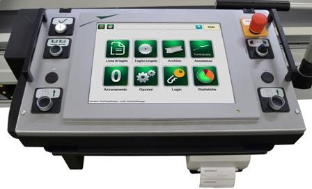 Control unit TEX COMPUTER GRAPHICS (E) Electronic equipment description: Touch monitor 15'' LED backlighting Sliding control panel onboard machine on linear guides 5-wire resistive Touch screen