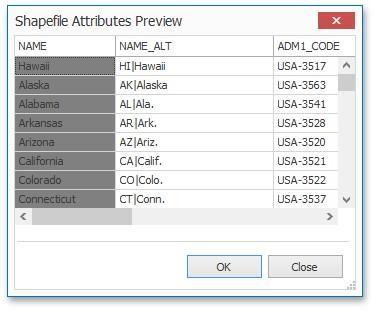 In the invoked Map Attribute Binding dialog, click Preview. This table displays the available attributes for the current map.