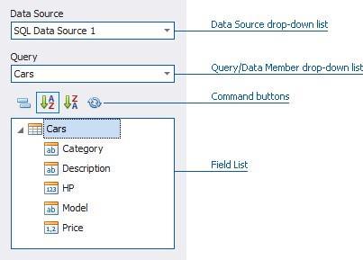 The Data Source Browser also enables you to manage calculated fields. The Data Source Browser contains the following elements.