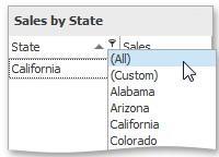 Click Custom to construct filter criteria involving up to two conditions.
