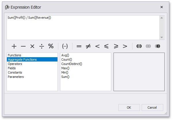 28 Item Description Edit Expression... Invokes the Expression Editor dialog, which allows you to change an expression for an existing calculated field.