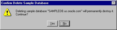 Confirming the Delete Sample Database Command 15.