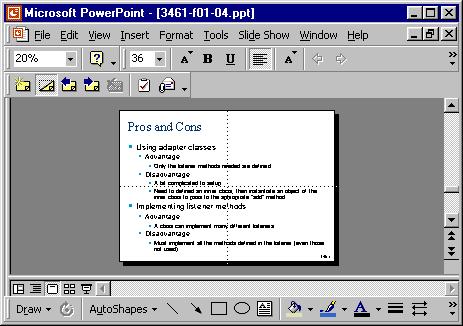 Example - MS PowerPoint Modes in GUIs One simple way is to use radio buttons Five View modes Normal Outline Slide Slide sorter