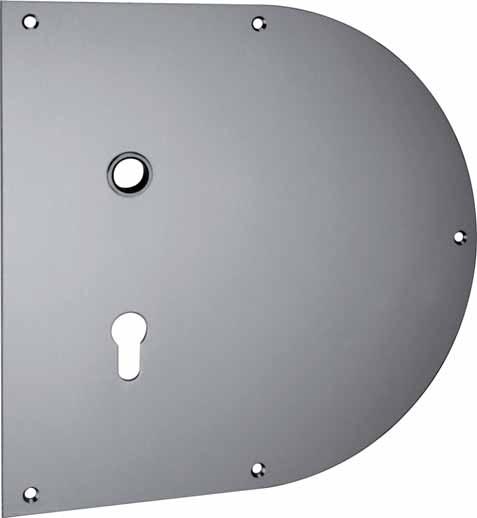 3.4 Backplates and kickplates Stainless steel backplate 5371 Length 250 mm Width 250 mm Projection 2 mm 16 mm guide for Glutz glide Cutout 5371.00 blind 5371.0 blank 5371.1 BB standard keyhole 5371.