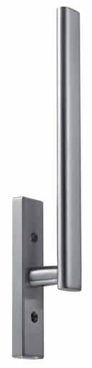 8.3 Handles for balcony doors Stainless steel handle PSK + HST 6016-280/6143 Product profile For sliding-doors Handle 280 mm, ø 20 mm Square spindle 10 x 50 mm Projection 65 mm Plate: Size: 160 x 34