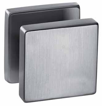 2.3 Door knobs Stainless steel door knob 5842 53x53x12 mm Projection 40 mm 16 mm guide for fixing dead Inside thread M10 Solid satin