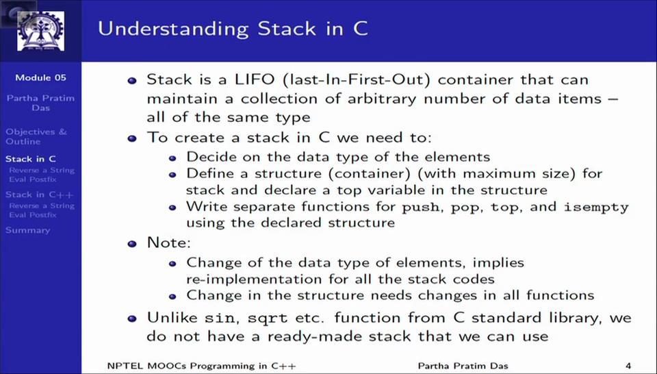 (Refer Slide Time: 01:22) Just to recap, on the Introduction of Stack.