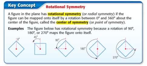 Objective: Identif line and rotational smmetries in two-dimensional figures Identif plane and ais smmetries in three dimensional figures Vocabular: Point Smmetr when ever part has a matching part: