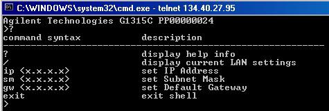 LAN Configuration 13 Manual Configuration 3 Type? and press enter to see the available commands. Figure 51 Telnet Commands Table 21 Telnet Commands Value Description?