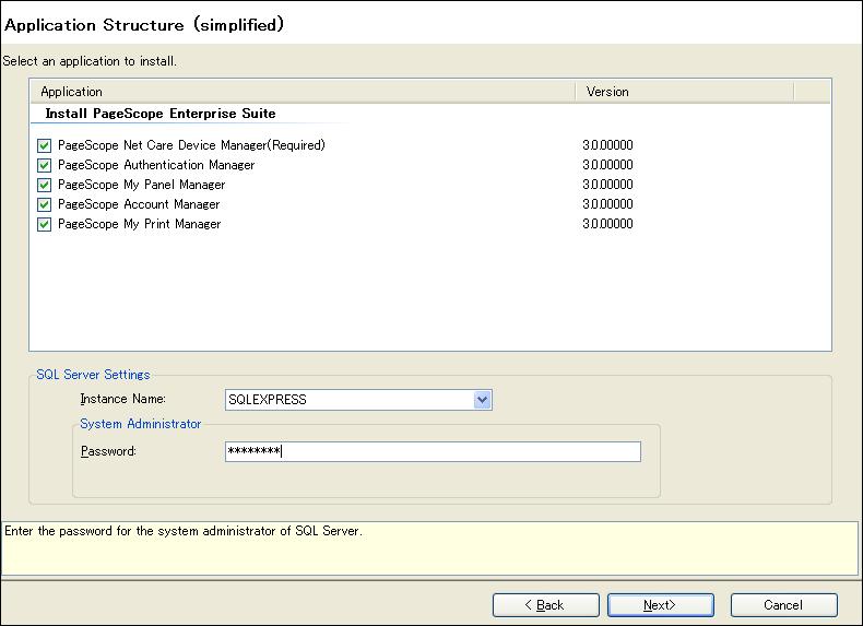 Enterprise Suite Installation and Settings 3 6 In the "Application Structure (simplified)" window of "Enterprise Suite installer", select the add-on applications to be installed or updated.